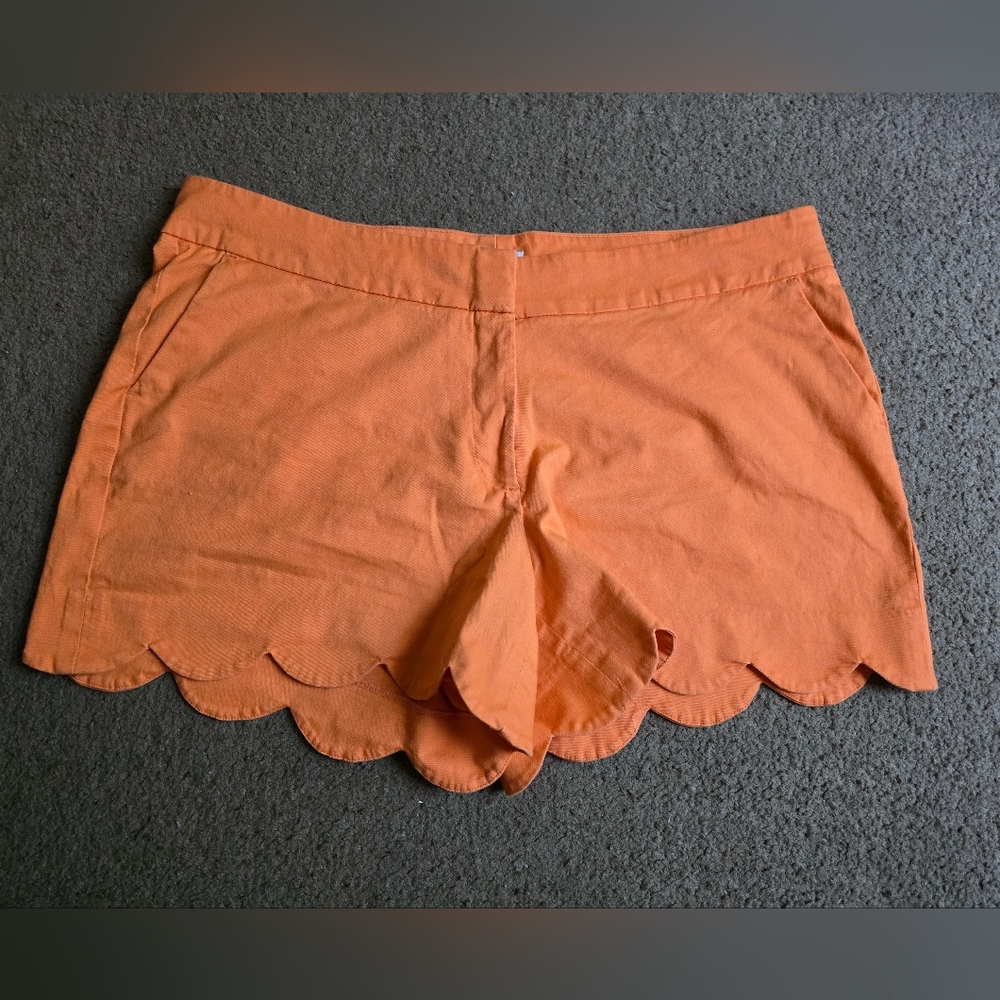 Crown & Ivy Coral Orange Scallop Shorts - Picture 5 of 6